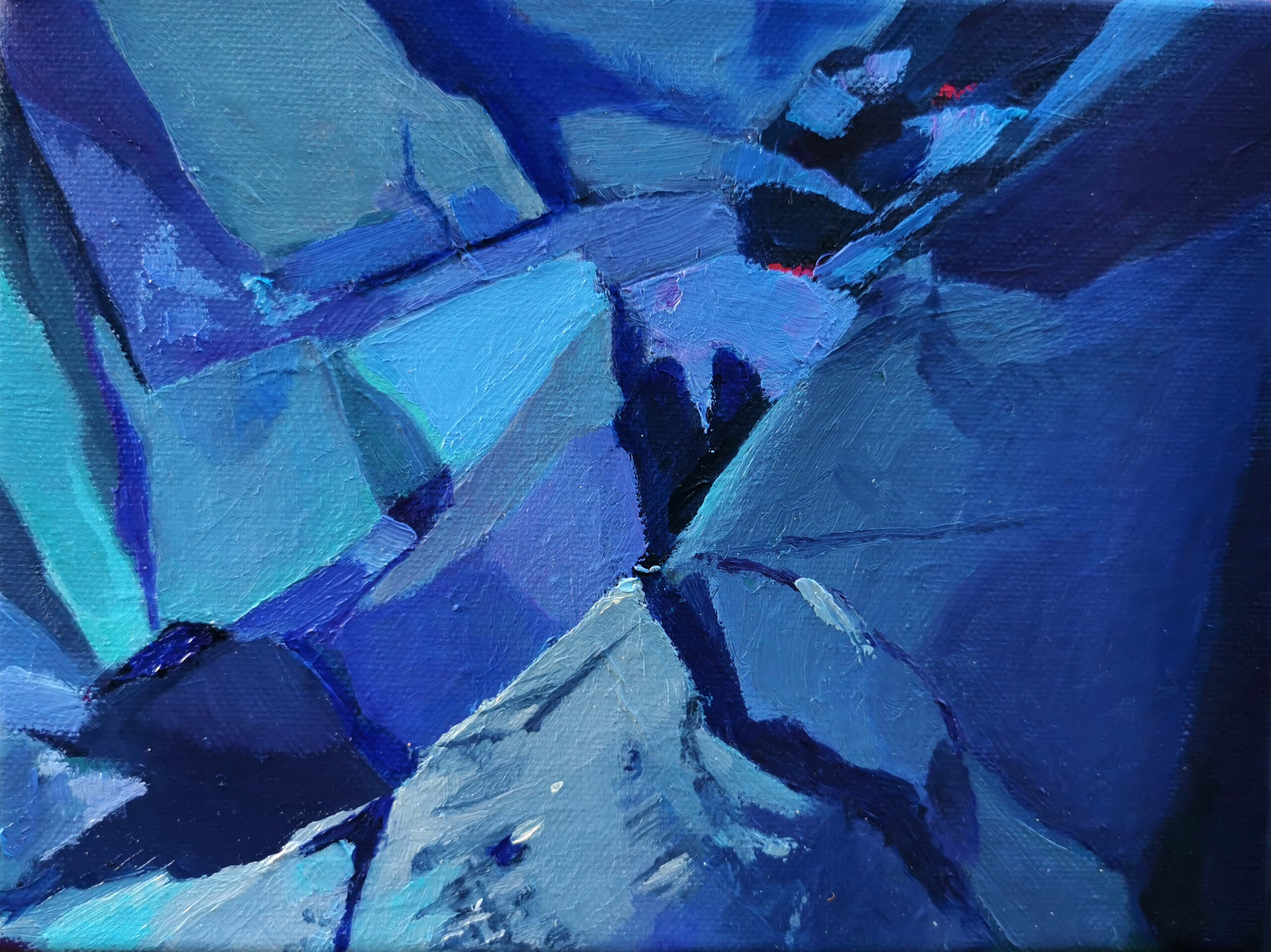„Wnętrze II”, olej na płótnie, 18x24, 2017 r.